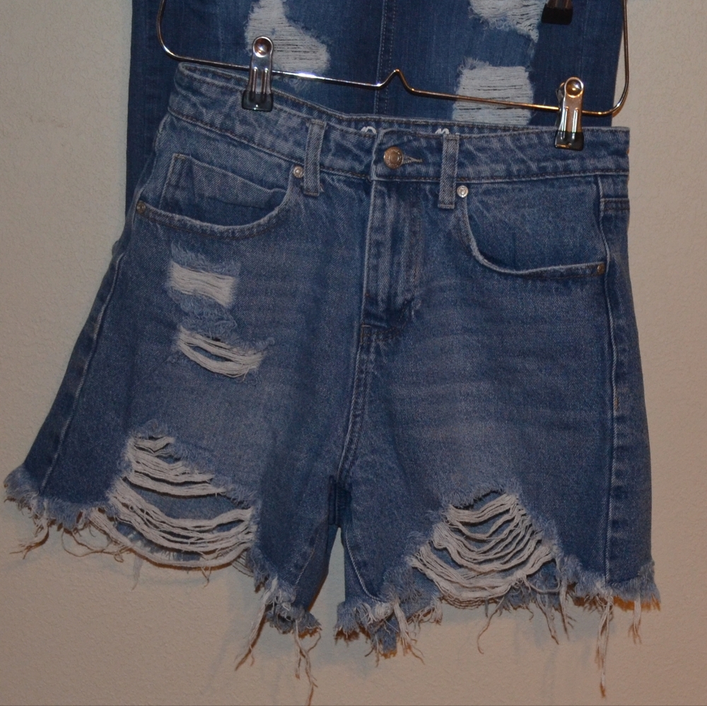 High Waisted Tattered Shorts